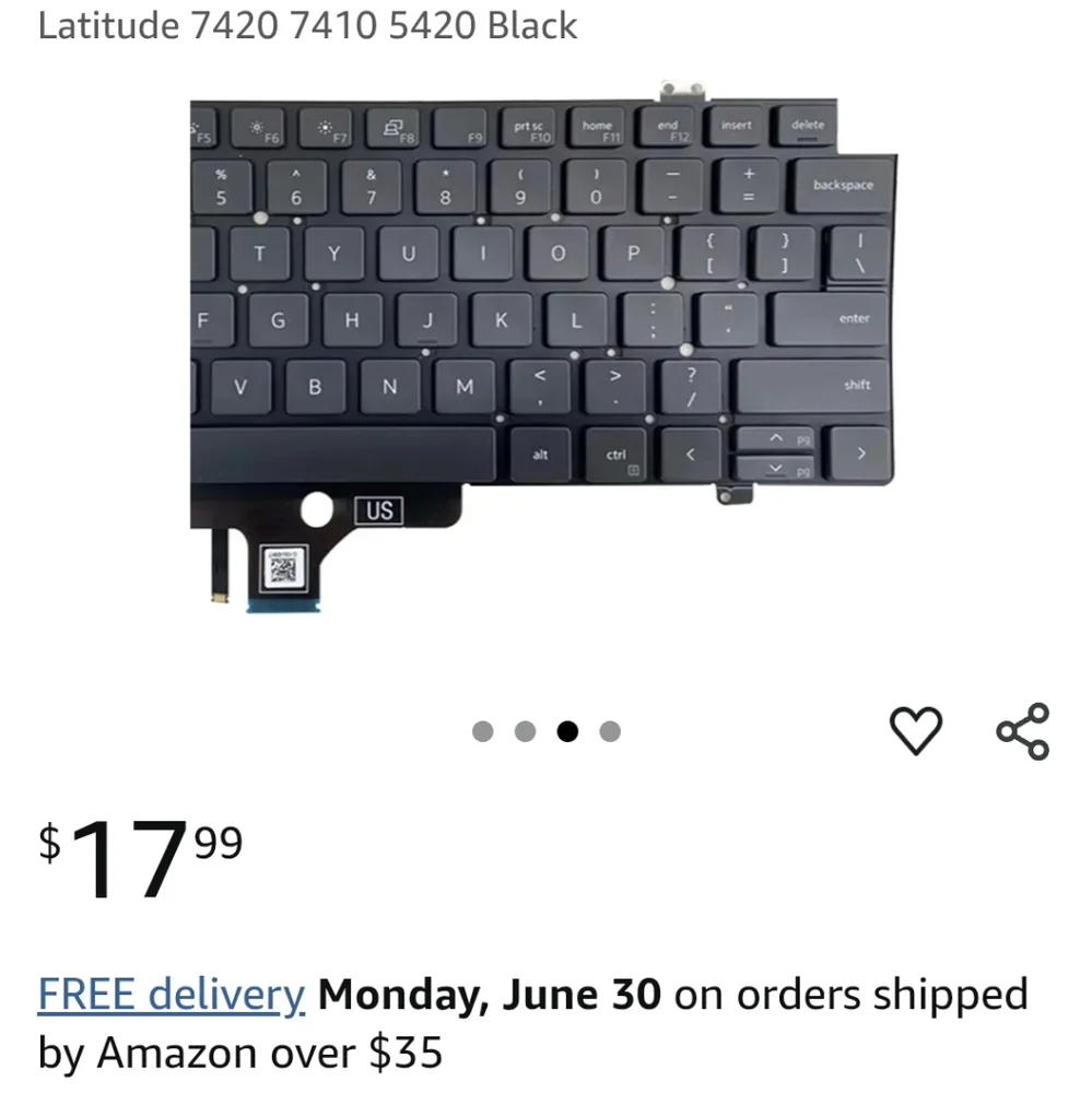 Dell Latitude Black Replacement Keyboard